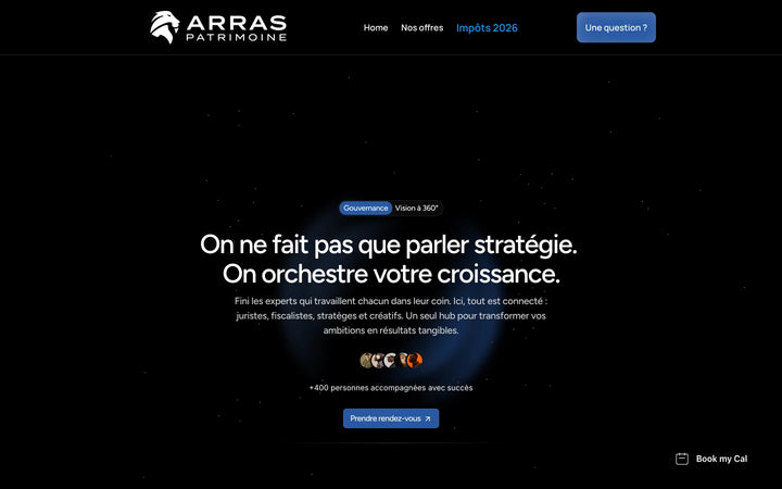 Capture de la page d’accueil de Arras Patrimoine