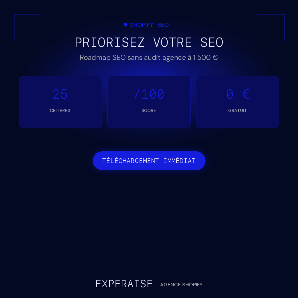 Audit SEO Shopify express Notion gratuit — bénéfices | EXPERAISE