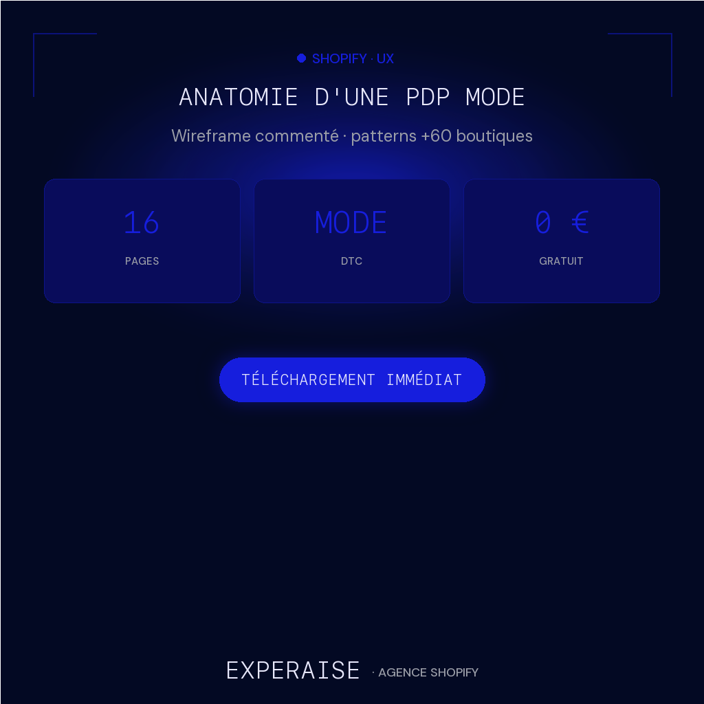 Breakdown PDP mode Shopify Figma PDF gratuit — bénéfices | EXPERAISE