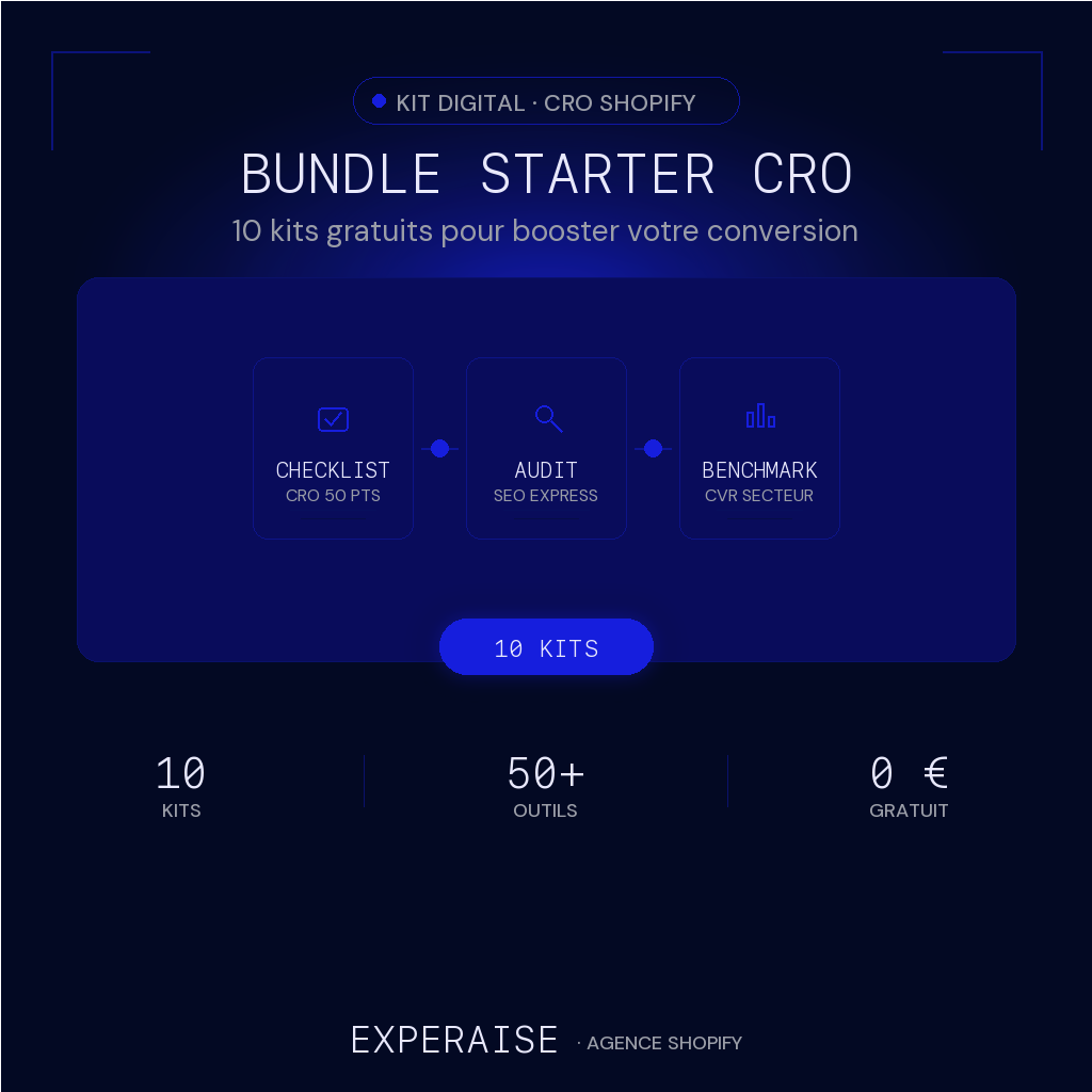 Bundle Starter CRO Shopify — 10 kits gratuits EXPERAISE