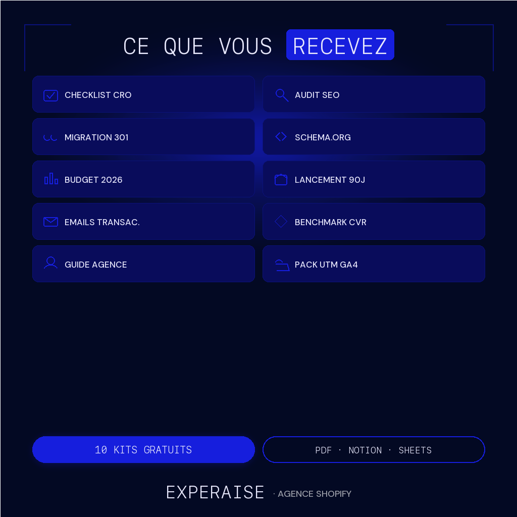 Contenu du bundle : 10 kits CRO, SEO, data et email