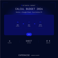 Calculateur budget Shopify 2026 Notion Sheet — hero | EXPERAISE