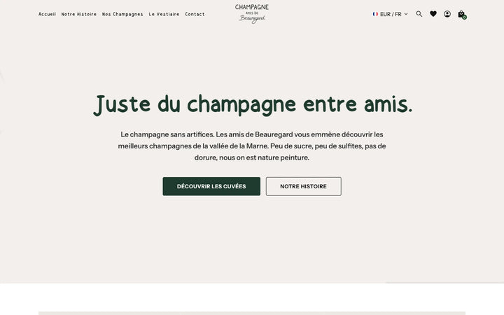Capture de la page d’accueil de Champagne Amis de Beauregard