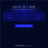 Checklist CRO Shopify 50 points PDF gratuit — bénéfices | EXPERAISE