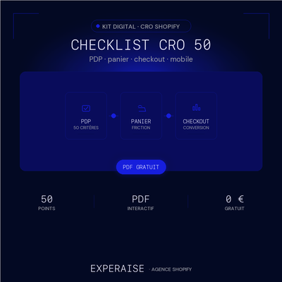 Checklist CRO Shopify 50 points PDF gratuit — hero | EXPERAISE