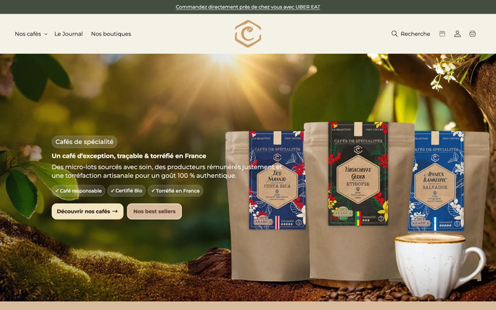 Capture de la page d’accueil de Cosy Coffee