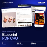 Couverture du pack premium Blueprint PDP CRO : captures de boutiques Shopify réalisées par EXPERAISE