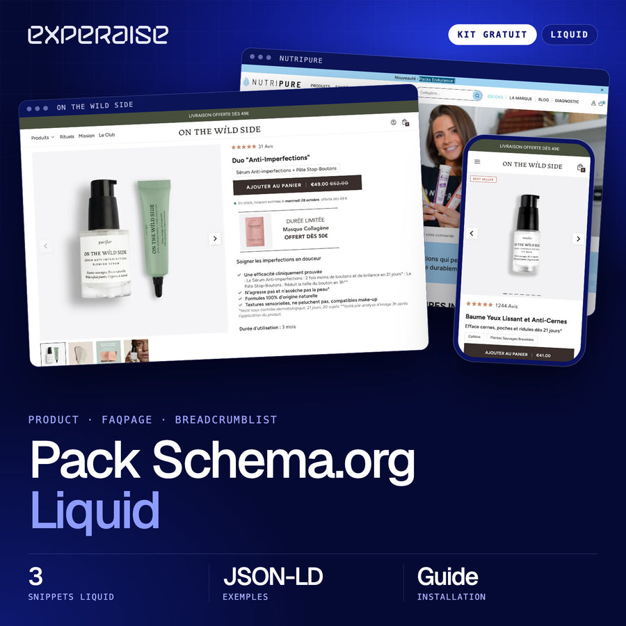 Tu veux être visible sur Google : capture de Pack Schema.org Liquid