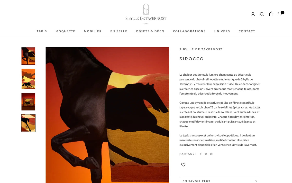 Fiche produit Sirocco de la boutique Shopify Sybille de Tavernost