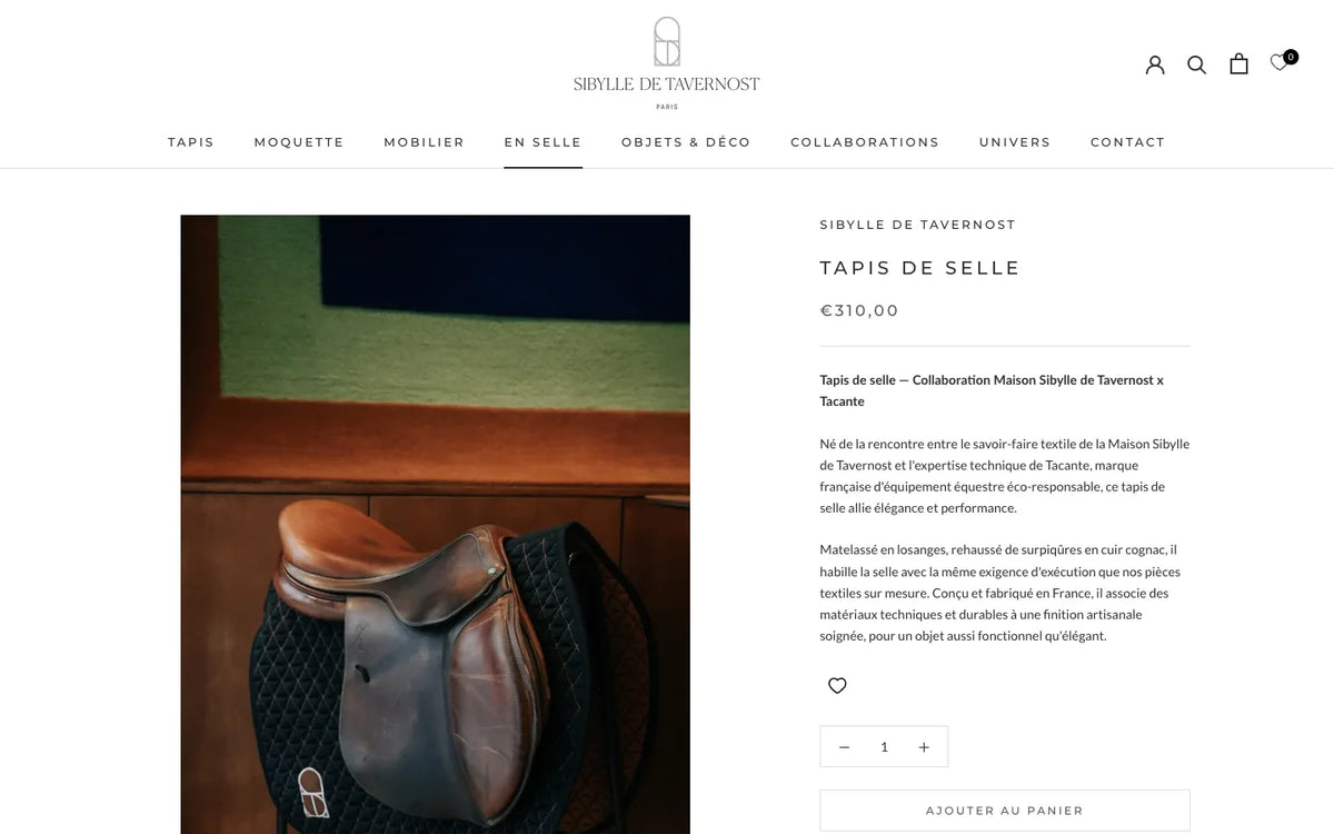 Boutique Sybille de Tavernost : Fiche produit Tapis de selle
