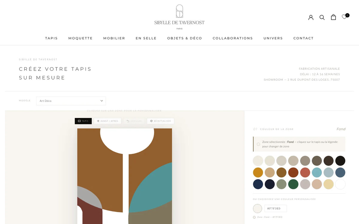 Boutique accompagnée par EXPERAISE : Page Personnalisation