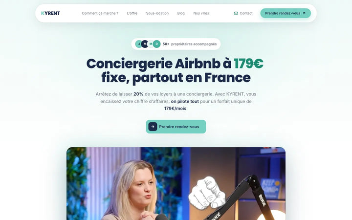 Capture de la page d’accueil de Kyrent