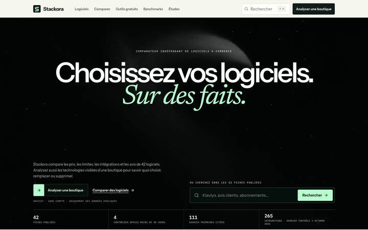 Capture de la page d’accueil de Stackora