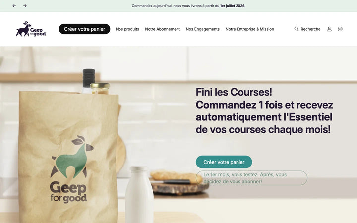 Capture de la page d’accueil de Geep For Good