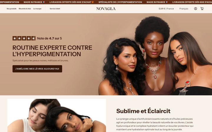 Capture de la page d’accueil de Novagla