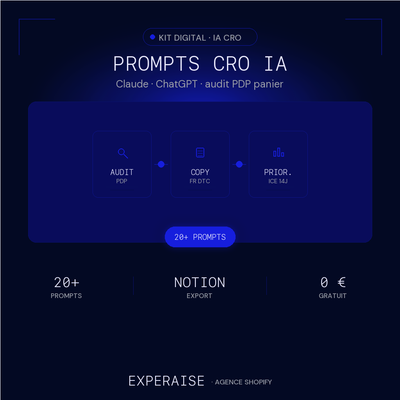 Pack prompts CRO Claude ChatGPT Shopify — hero | EXPERAISE