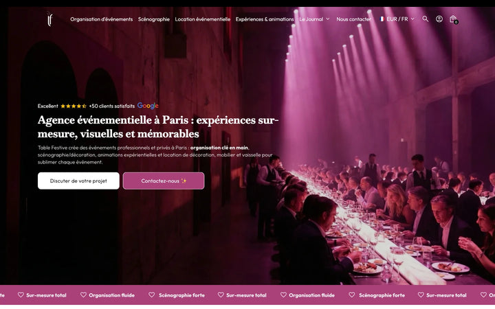 Capture de la page d’accueil de Table Festive