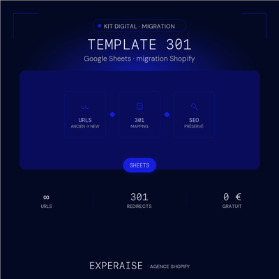 Template 301 migration Shopify Google Sheets — hero | EXPERAISE